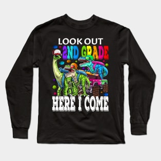 Look Out 2nd Grade Here I Come Monster Truck Dinosaur Back To School Long Sleeve T-Shirt